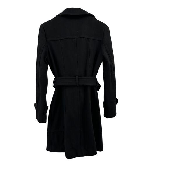 Kenneth Cole New York Waist Tie Coat WMNS 4 Black Wool Blend Zip Up Lined Jacket - Picture 7 of 10